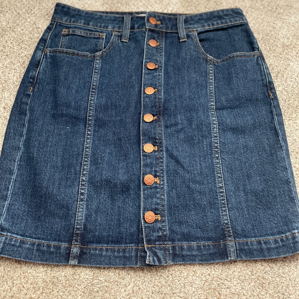 MADEWELL Retro Button Up Jean Skirt - Size 28
